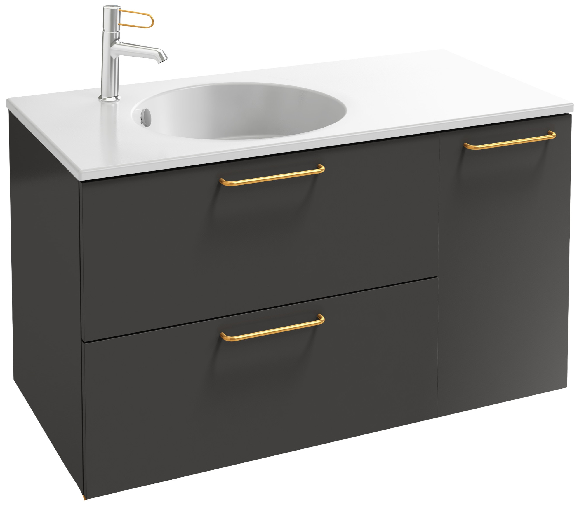 EB2544-R8-M90 Тумба под столешницу 100 см, 2 ящика/1 дверца, золотая ручка JACOB DELAFON ODÉON RIVE GAUCHE ODEON RIVE GAUCHE