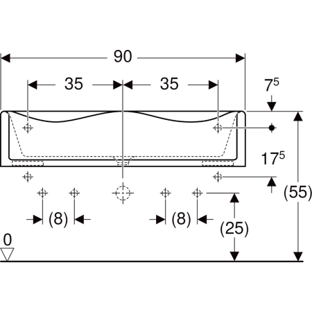 430200016 Раковина детская Geberit Bambini, на два смесителя Geberit  - Вид №3