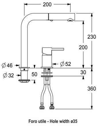 GUGLIELMI Смеситель для кухни на два отверстия с вытяжным душем Sprint pro Fgsp32945 - Вид №1