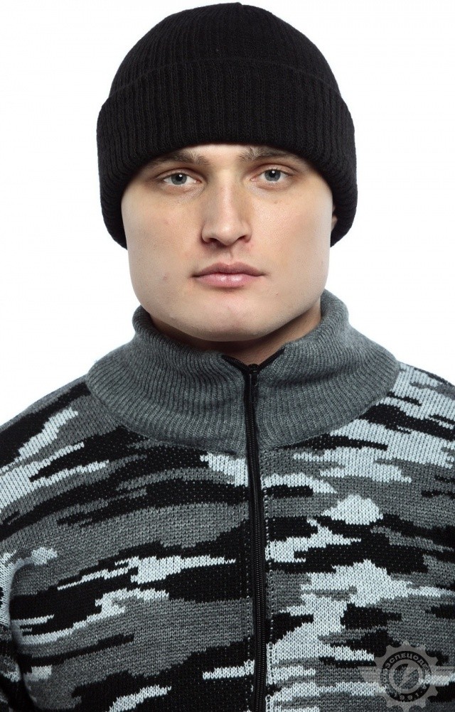 59190 Шапка вязаная трикотажная черная  Головные уборы  размер Спецодежда  - Вид №2