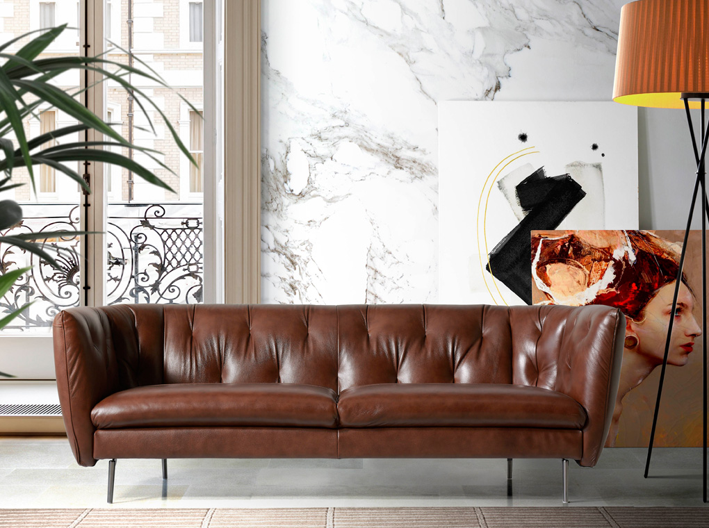 073976 Диван кожаный 3-х местный -3P Angel Cerda KF022  - Вид №3