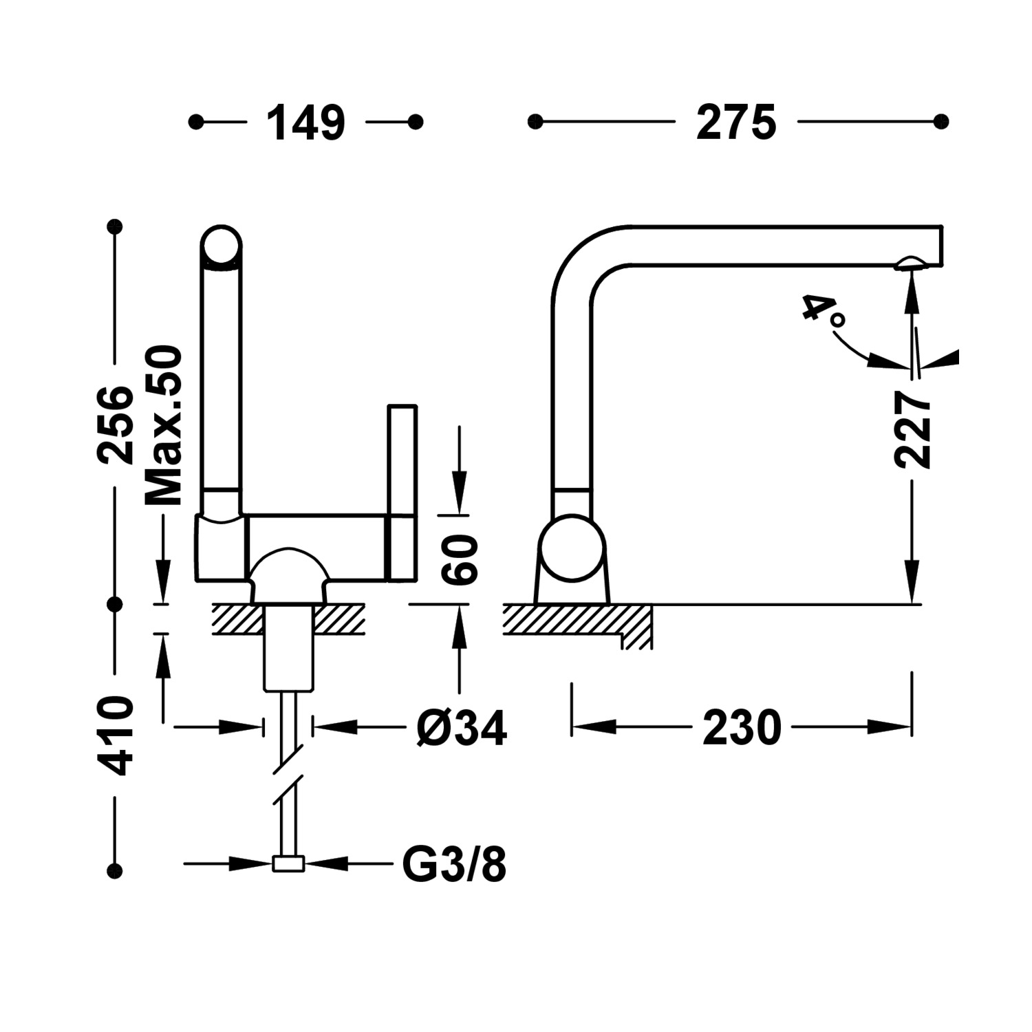 КУХОННЫЙ смеситель с одной ручкой и откидным носиком для кухни-23033503OM TRES Kitchen - Вид №1
