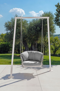 Тканевое подвесное садовое кресло с подлокотниками