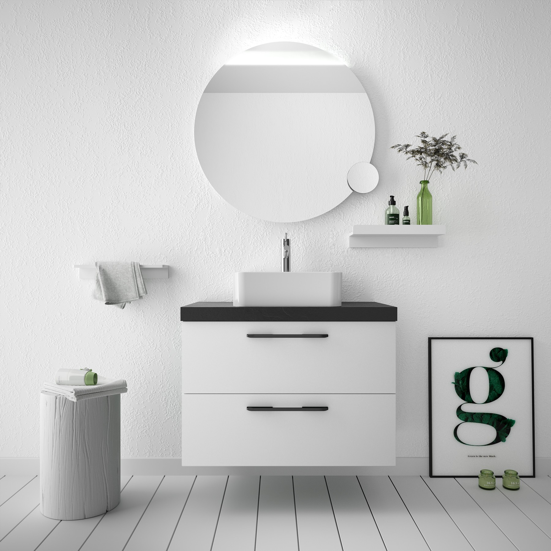 81700 SALGAR Мебель для умывальника FUSSION CHROME 800 2 ящика WHITE COTTON 797 x 540 x 450 мм Белый хлопок