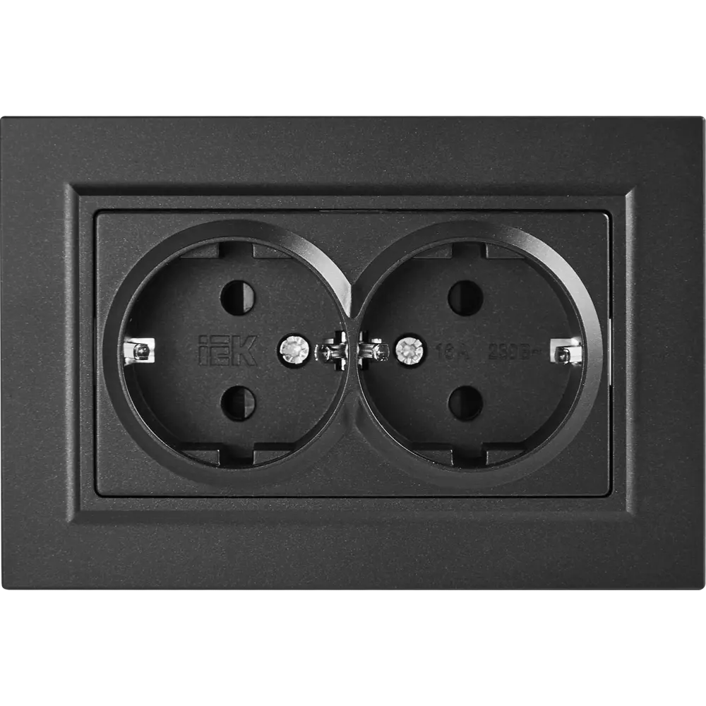 IEK Brite: Двойная розетка с защитными шторками и заземлением 87761572 STLM-1109043
