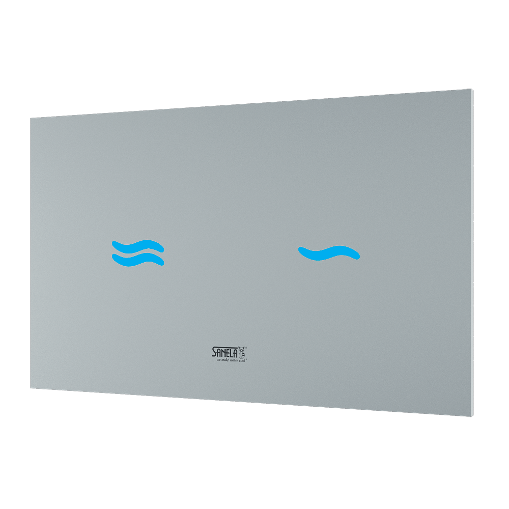 04300 Электронное сенсорное устройство для смыва унитаза, цвет стекланной крышки REF 9003 белый, подстветка голубая, 24 В SANELA 