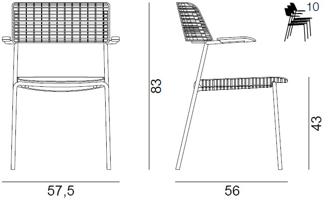 Quadrifoglio Стул из полипропилена штабелируемый с подлокотниками sun-id-1368316 - Вид №2
