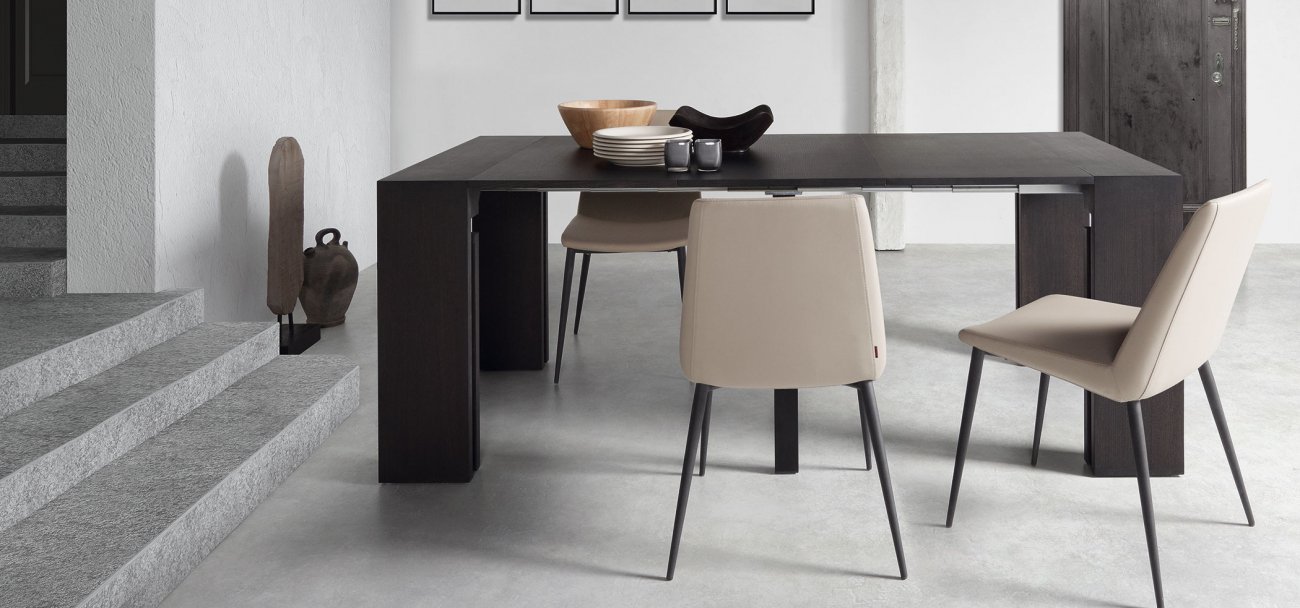 Обеденный стол раздвижной квадратный коричневый шпон 45-200 см Penta BARCELONA DESIGN  147028 Черный  - Вид №5