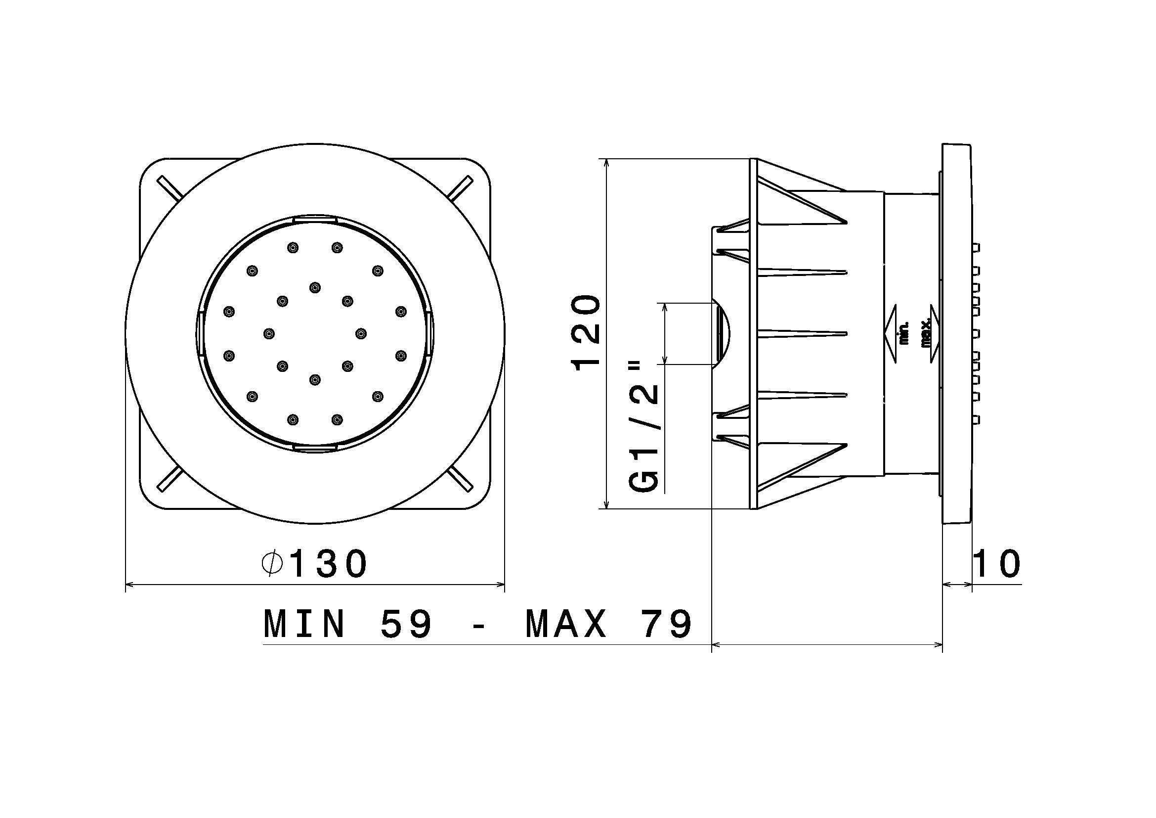 Латунная боковая насадка для душа с фиксированной струей Newform боковые форсунки ARCH-00140935 - Вид №2