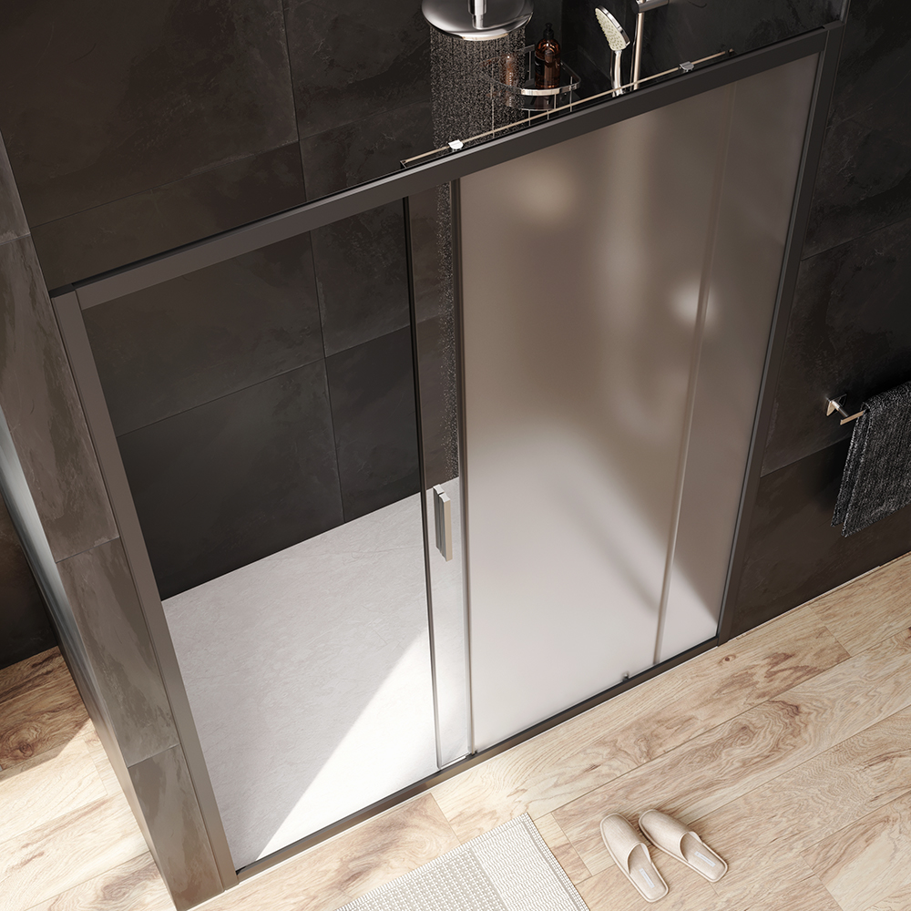 W90G-150-1-195BM Solo Дверь душевая 150х195 стекло матовое профиль черный матовый AM.PM Gem - Вид №2