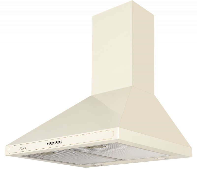 TOP 60 C Настенная вытяжка купольная, ширина 60 см, отвод/рециркуляция, 800 м3/час, механическое управление, таймер, 3 скорости, светодиодное освещение 2 х1.5 вт, металлические жироулавливающие фильтры, угольный фильтр (опция), 66 дб, цвет: бежевый Monshe Santreyd  - Вид №1
