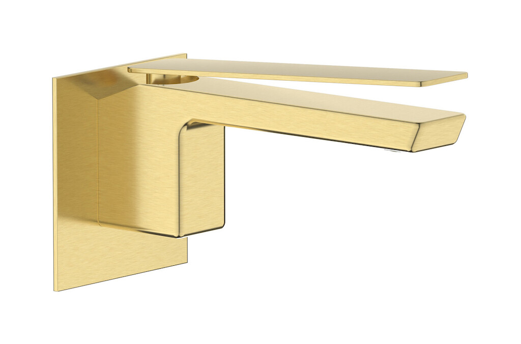 Встроенный в стену смеситель для раковины на 1 отверстие в комплекте с донным клапаном WE ARE IB k3209is Brushed Pale Gold K3