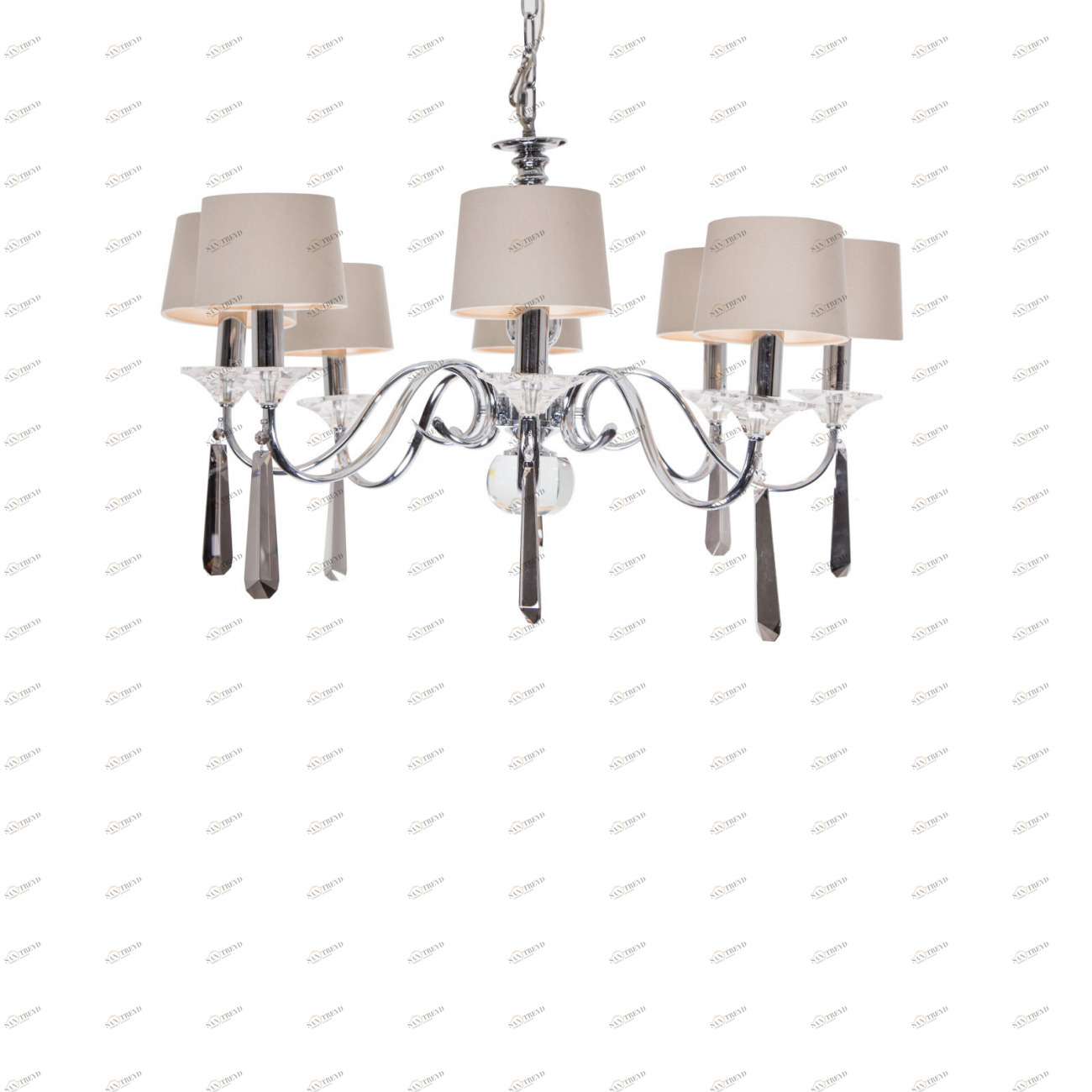 Люстра Nickel and Black Crystal 8 плафонов хром 5377 RVASTLEY ДИЗАЙНЕРСКИЕ, PUSHA 061529 Хром 