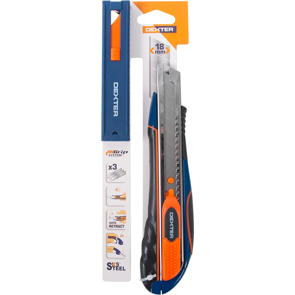 Нож Dexter 18 мм, прорезиненная ручка 16851821 STLM-2183480  - Вид №1