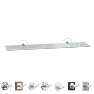 Полка для ванной прямоугольная Lemer You-Design на винтах сталь/стекло цвет хром/матовое стекло