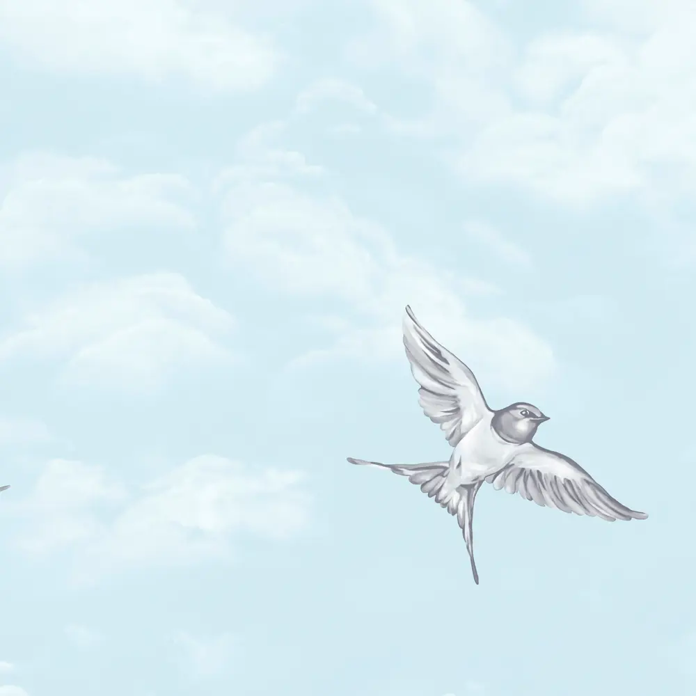 Wallsecret Liberty - серо-голубые флизелиновые обои с рисунком животных 89397863 STLM-1570974 - Вид №1