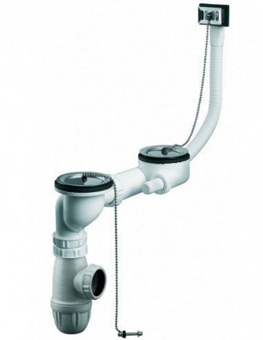 785500 000 00  Полный комплект для мойки с 2 чашами, Д. 60 мм, с переливом, нержавеющая сталь, сертифицировано NF Valentin Сталь  - Вид №1