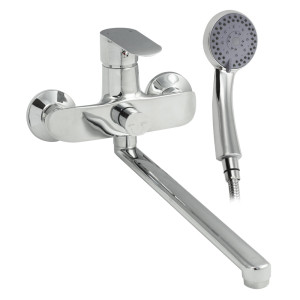 GFmark - Смеситель в ванную, длинный излив, шаровый, с дивертором на корпусе, хромированный, код: 5370