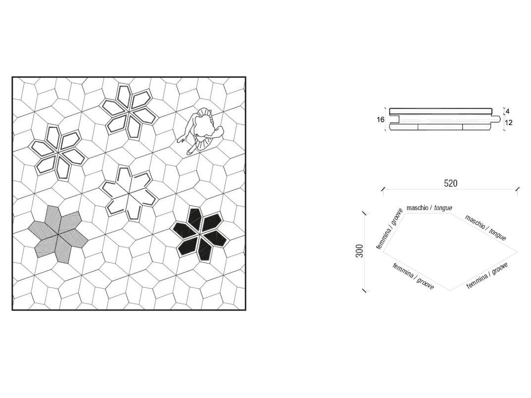 Геометрический пол из ореха или дуба FOGLIE D'ORO дизайн модулей ARCH-00053158 - Вид №6