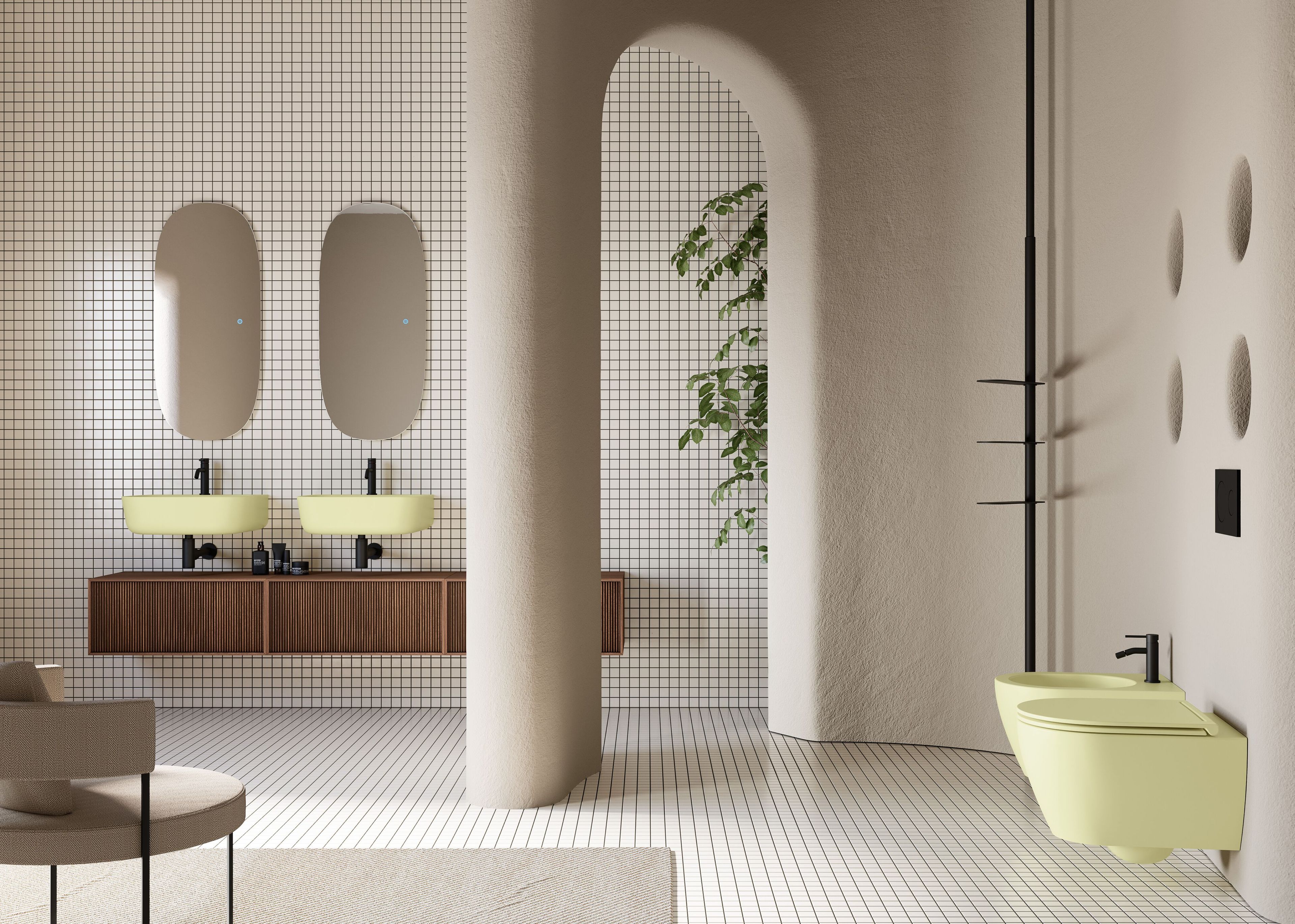 Двойной подвесной умывальник Scarabeo Ceramiche Laila ARCH-00007778 - Вид №1