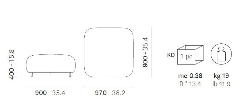 Квадратный пуф из ткани Pedrali Buddy ARCH-00059300 - Вид №1