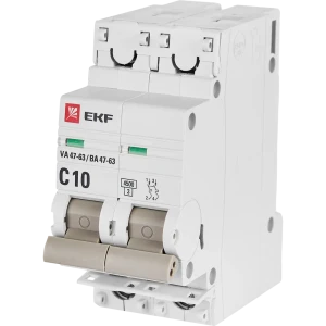 Автоматический выключатель EKF ВА47-63 2P 10А для защиты электросетей 82421241