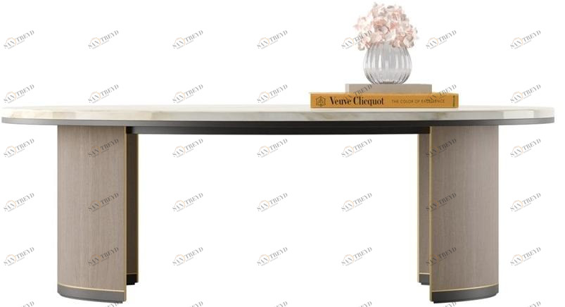 FRATO Овальный журнальный столик из дерева и камня  Ffu080028aaa 