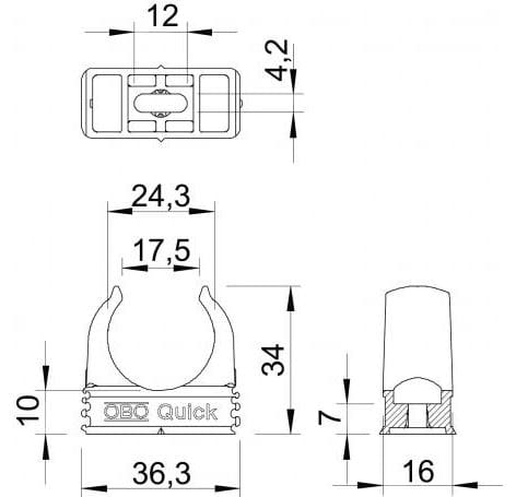 Полипропиленовый трубный зажим OBO Bettermann 21495 ARCH-00099700 - Вид №3