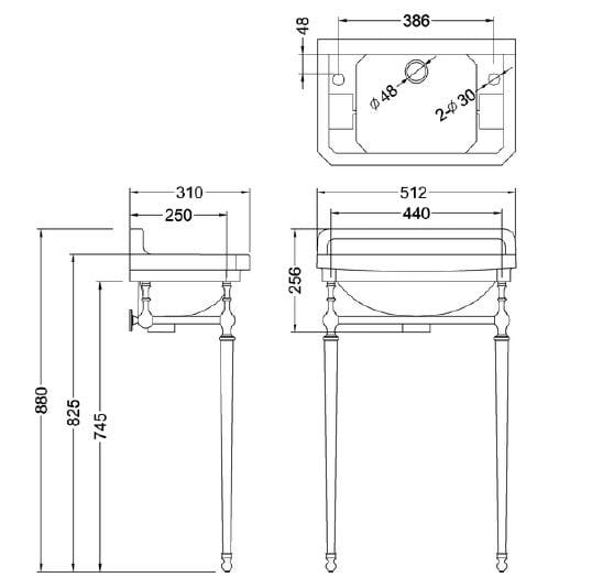 Прямоугольный шкаф для мытья рук с держателем для полотенец Burlington Эдвардианская ARCH-00129373 - Вид №7