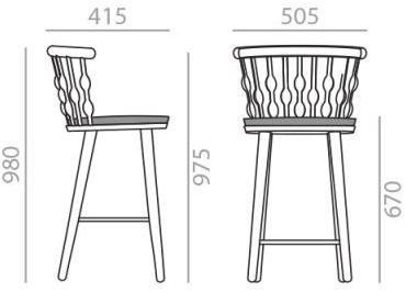 Andreu World Высокий табурет из бука со встроенной подушкой Nub Bq1452 / bq1453 - Вид №5