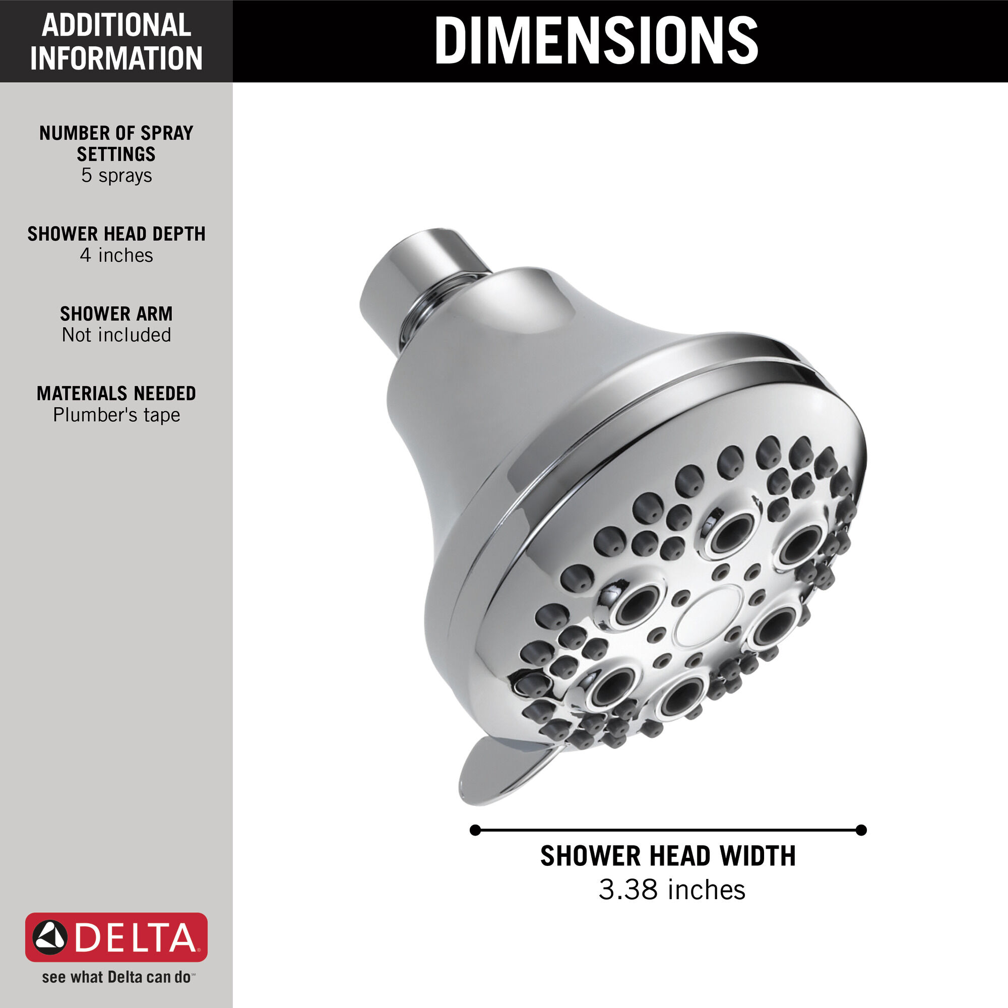 75504 Душевая лейка с 5 настройками Delta Faucet DELTA Хром - Вид №1