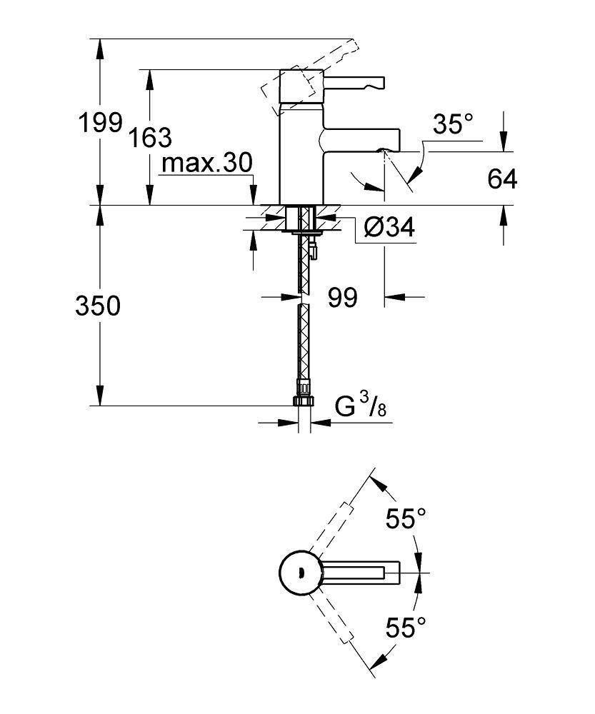 34294000 Смеситель для раковины Grohe Essence хром - Вид №1