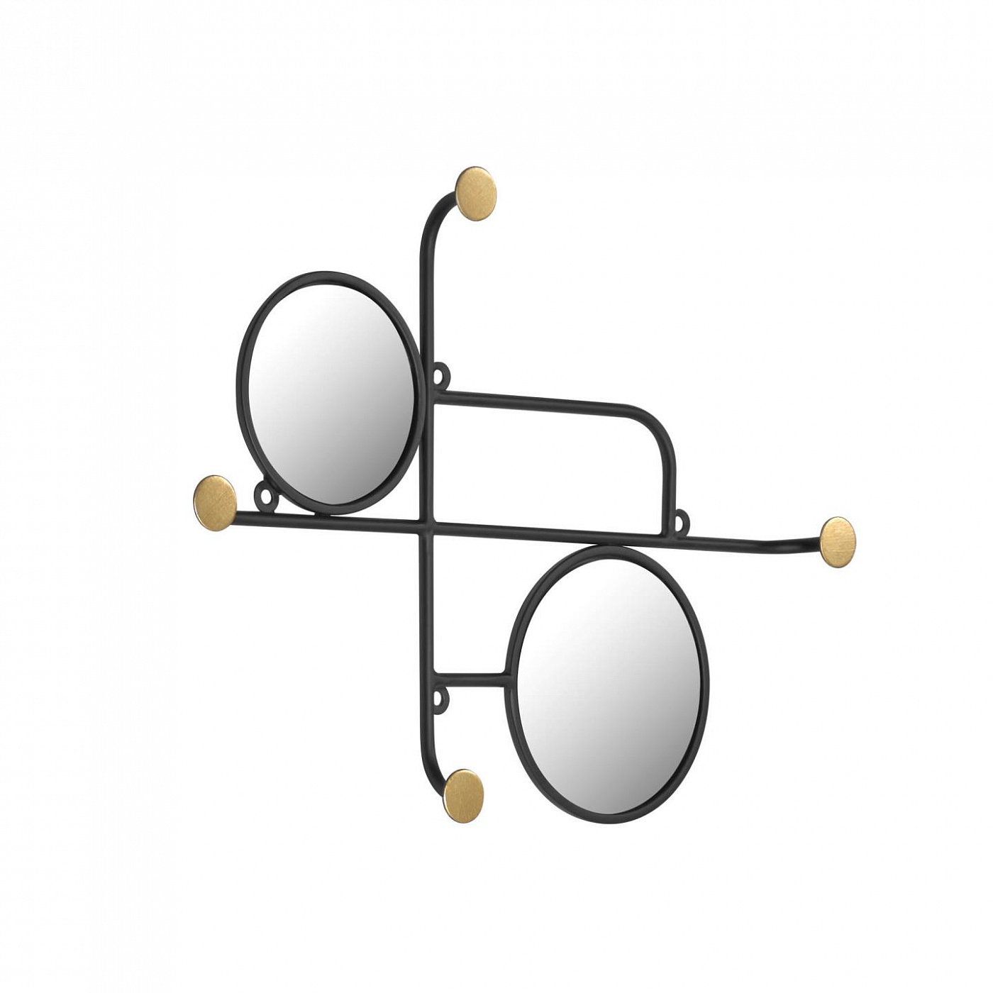 091025 Зеркало с вешалками 50 x 35,5 cm черно-золотое La Forma Vianela 