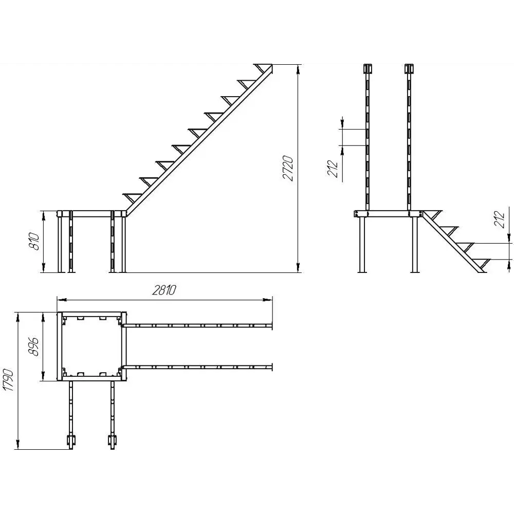 Каркас металлический ЛЕС-05 90° ЛЕСЕНКА STLM-2176471 - Вид №1