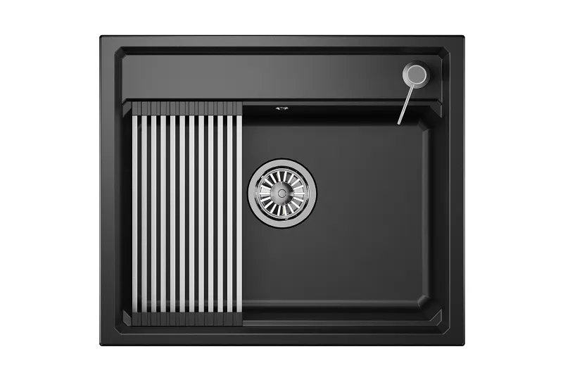 KS-6003, ШВАРЦ (чёрный металлик), кухонная мойка, кварц GRANULA 6003-ST305 - Вид №1