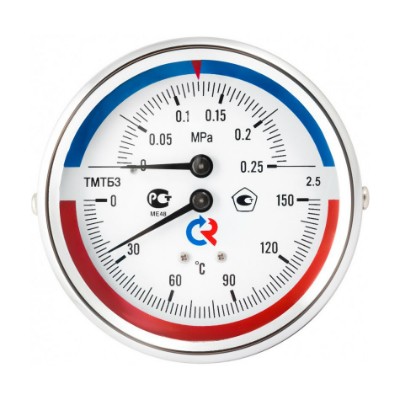 ТМТБ-31Т.0406120 Термоманометр ТМТБ-31T с задним подключением Valtec 1/2", 6 бар, 0-120 °C  - Вид №2