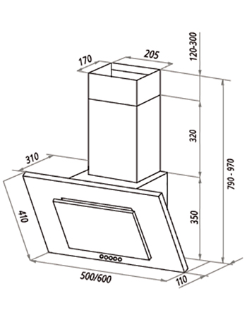 8160054 Вытяжка наклонная HOMSair BELL 50 белый/белый STDN-0038634 - Вид №11