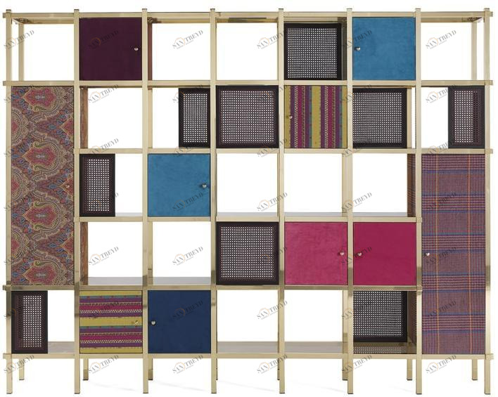 ETRO Home Interiors Открытый отдельно стоящий латунный книжный шкаф sun-id-1462326