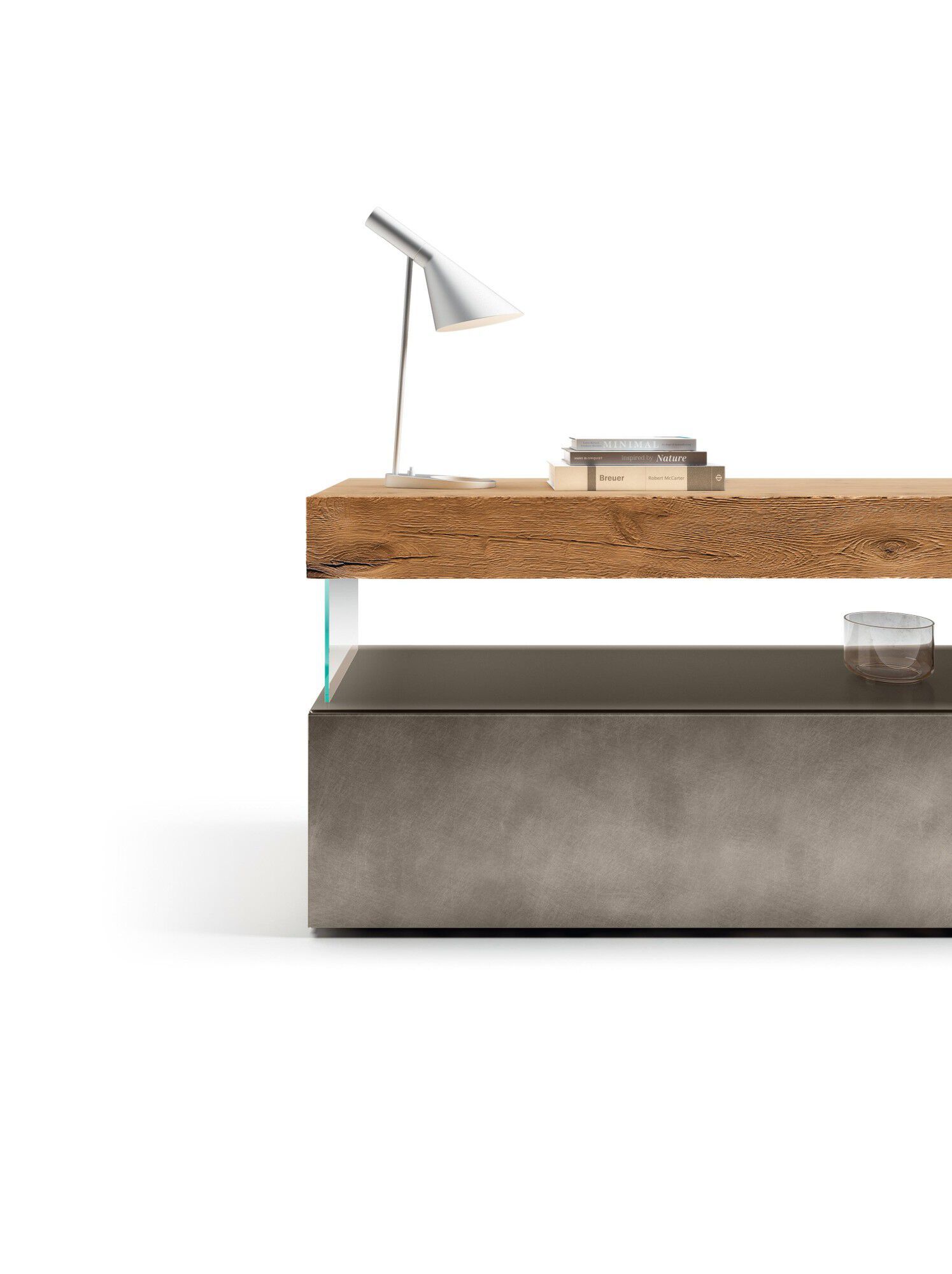 Шкаф из дерева и стекла с распашными дверцами и ящиками Lago 36e8 ARCH-00114497 - Вид №1