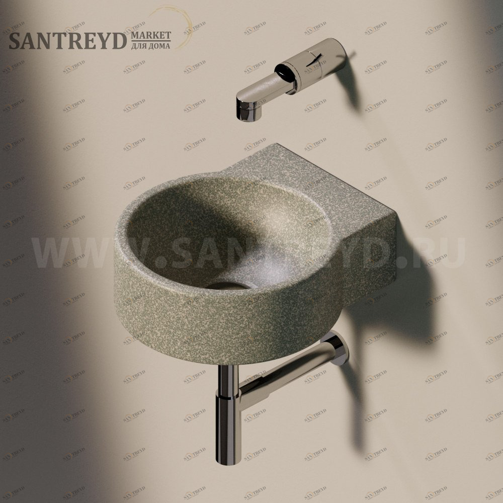 50597037 Подвесная раковина настенная круглая Ceramica Flaminia Twin серая