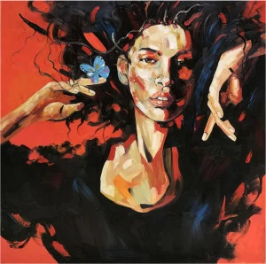 Картина на холсте 100х100 см "Тайна" EVENHOME КАРТИНЫ МАСЛОМ 130064 Красный;черный;разноцветный