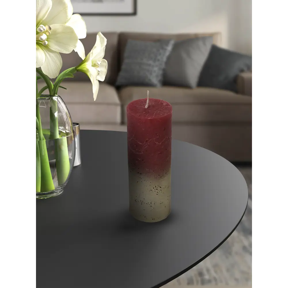 Santreyd: Свеча-столбик «Рустик» в красно-золотом оттенке 83305495 STLM-0040301 - Вид №4