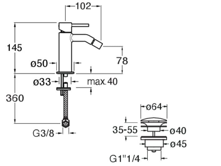 Однорычажный смеситель для биде с автоматическим сливом CRISTINA Rubinetterie Phi ARCH-00123349 - Вид №1