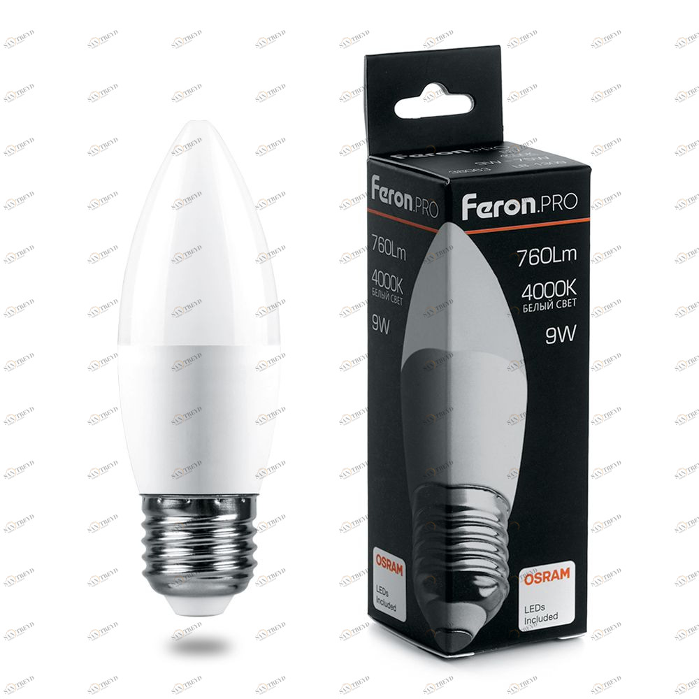 Лампа светодиодная Feron.PRO "Свеча" E27 6W 6400K OSRAM LED LB-1306 38052 FERON  00-3956728 Матовый 