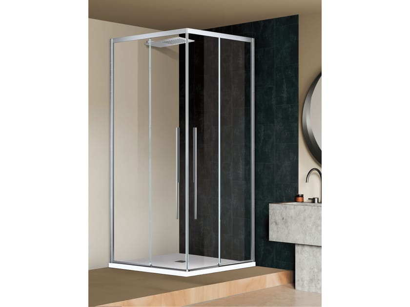 Угловая душевая кабина из хрусталя Metidea Рубин ARCH-00081305