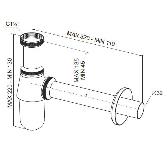 Сифон бутылочный для раковины Winkiel Rawiplast A12032M - Вид №1