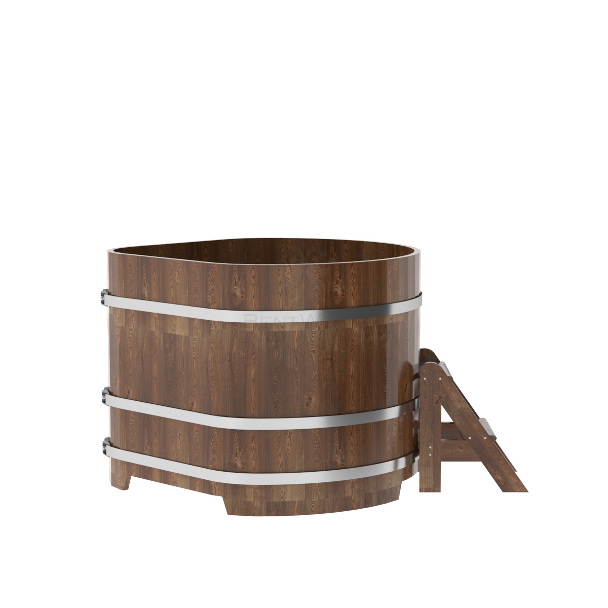 1574 Купель угловая из сращенных ламелей лиственницы 1,19х1,19х1,0 морёная Alyarus  - Вид №3