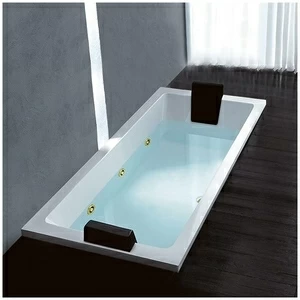 Ванна Gruppo treesse Quadra 180 V0787-DX-GD белая с золотой фурнитурой и гидромассажем прямоугольная встроенная правая