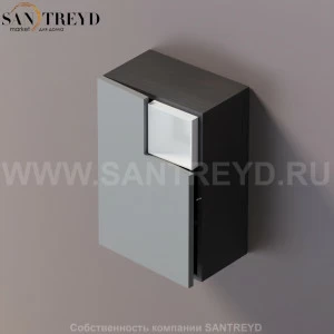 FLAT V Подвесной шкаф с мыльницей с петлями слева. Отделка: темный дуб и серая краска. AFXMO238042RWG