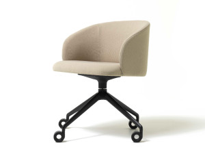 Вращающееся кресло на сиденье из ткани с колесами